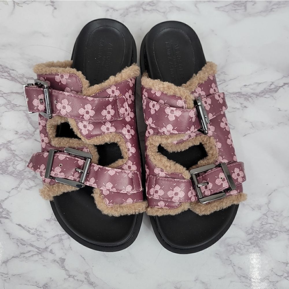 AEROSOLES X Laura Ashley La Olivia Faux Shearling Slide Purple Women's Size 7